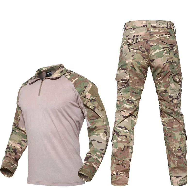 

High Quality Multicam Frog Suit Long Sleeve Army T Shirt Pants Tactical Camouflage Men Combat Military Uniforms