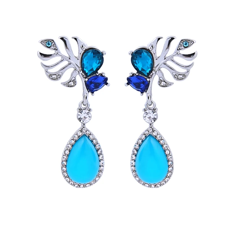 

e992263 2020 New Arrival Creative Design Luxury Crystal Gemstone Tree Branch Water Drop Shaped Woman Earrings in Silver 925, Rhodium