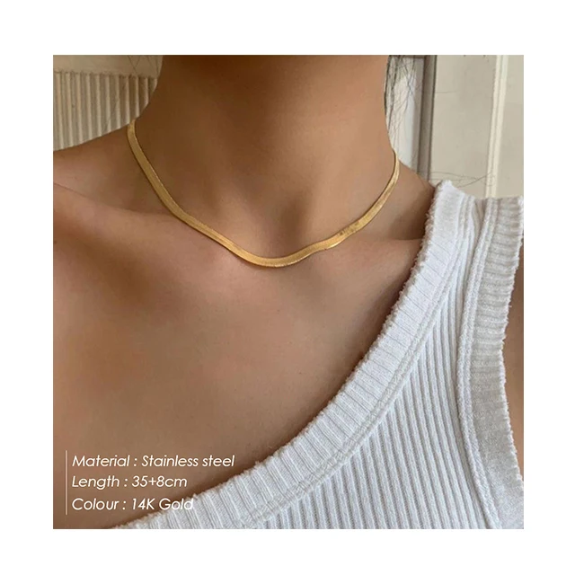 

Women Fashion Snake Necklaces Jewelry 14k Gold Filled 316L Stainless Steel 18k Gold Link Snake Chain Choker Male Necklace