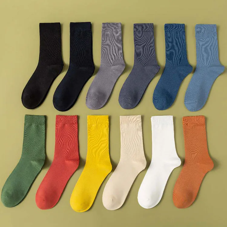 

Stock Solid Color Colorful 100% Cotton Soft White Black Crew Dress Socks Men Crew Socks