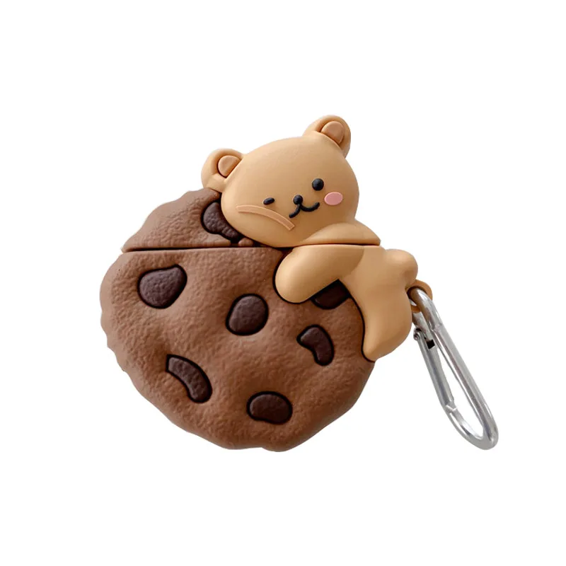 

Cute Bear Cookie Biscuits Earphone Cases For AirPods Pro 3 2 1 Soft Silicone Protective Cover