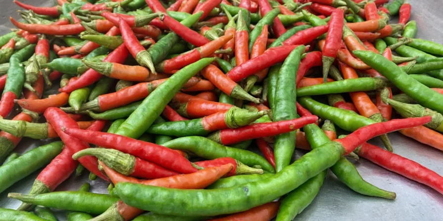 Fresh green serrano chilies