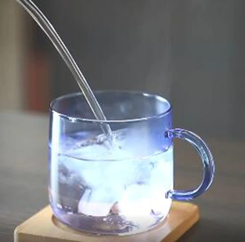 

Professional Manufacture creative printing blue glass cup custom