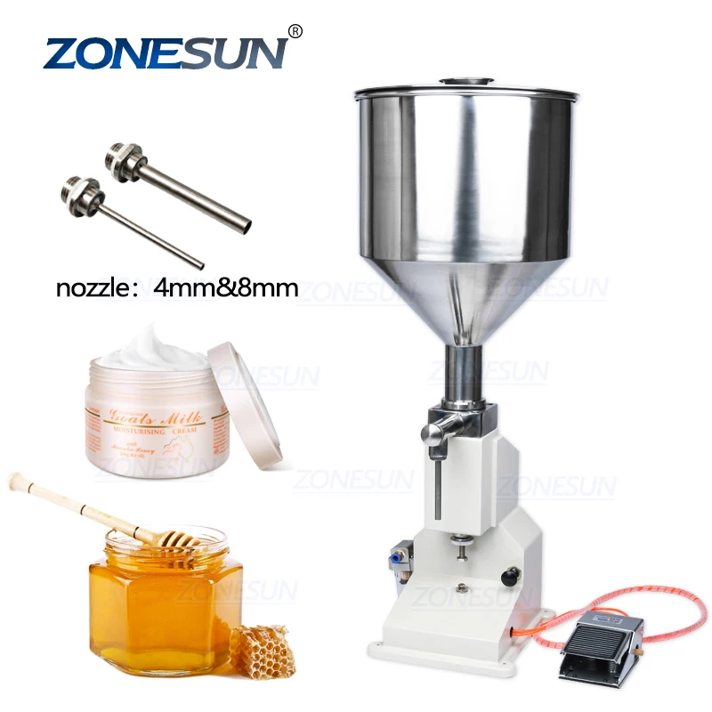 

ZONESUN A02 Semi Automatic Pneumatic Paste Filling Machine For Cream Shampoo Cosmetic Paste Filler