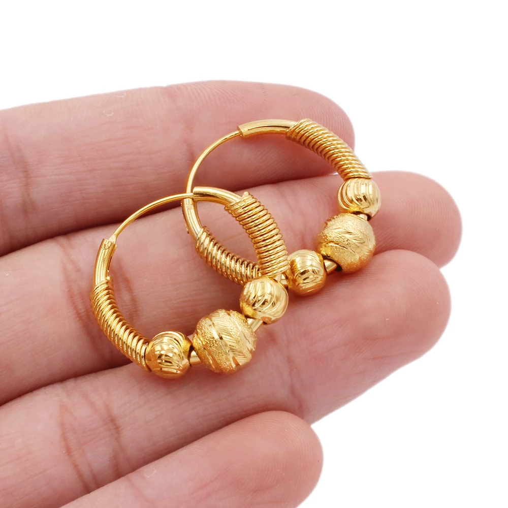 

Earrings 24K Gold Color round Hoop earings hoops pircing gold earrings piercings for women/girl ear rings jewelry gifts ornament