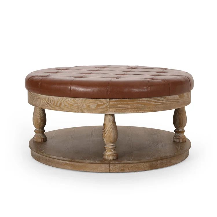 

Free Shipping Within US Tufted Stool Leisure Living Room Furniture Round Ottoman Foot Stool