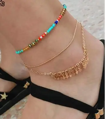 

WIIPU Colorful Beaded Tassel Boho Bracelets for Women Gold Chain Multi-layer Charm Bracelet Ankles Bangle Jewelry Pulseras