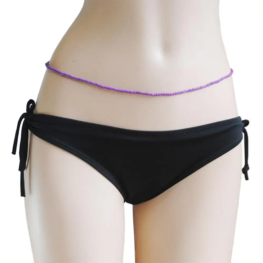 
Wholesale and retail Europe and the United States single-layer hand-beaded body chain color rice bead elastic waist chain 