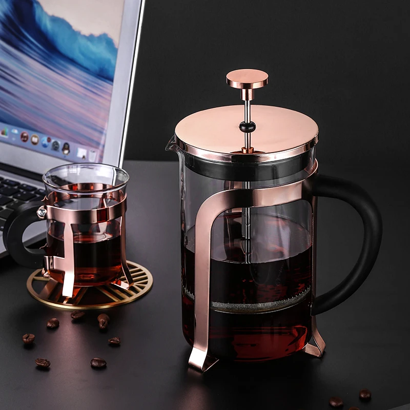 

Sample List French Press Travel Mug Rose Gold French Press Portable Coffee Press, Transparent