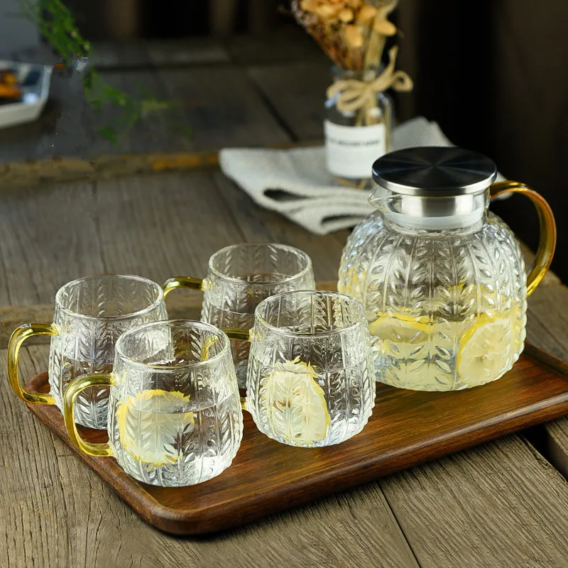 

high Borosilicate glass water jug kettle teapot jar bottle with lid