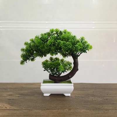 

Wholesale Decorative Plastic Trees Home Decorations Pot Plant Small Shapes Plastic Artificial Bonsai Tree, Multiple colors