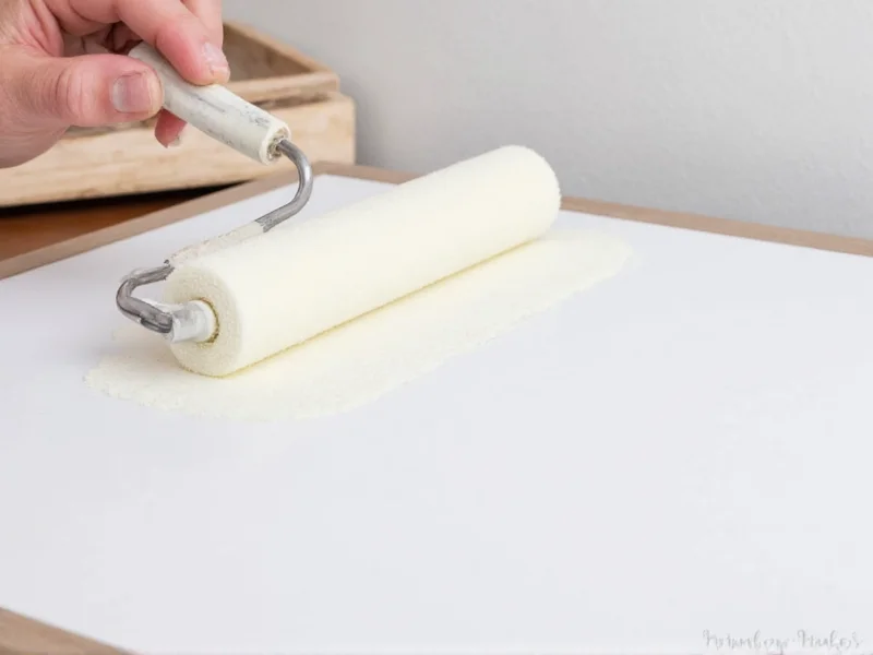 Applying dry erase paint to melamine board with foam roller