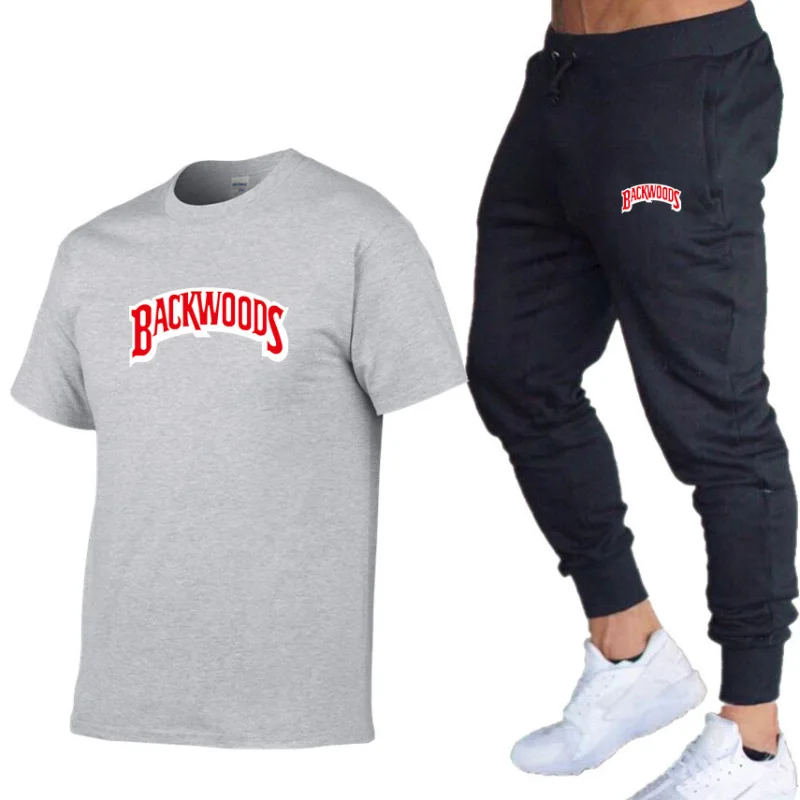 

Men Backwoods Sportswear T Shirt Pants Gym Tracksuit Casual Fit Jogging Suits Custom Two Piece Short Set, Customized color