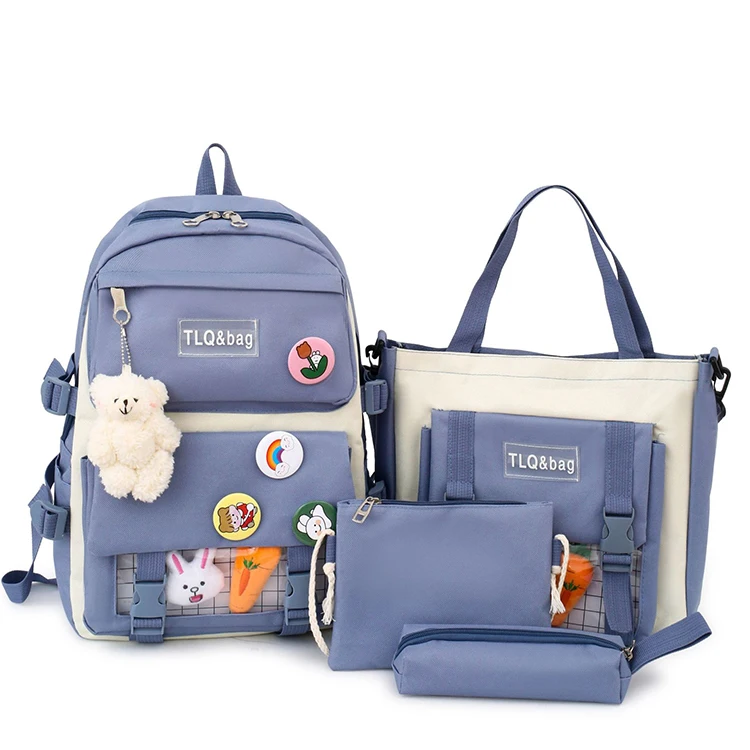 

SCB030 Japanese style personalised waterproof student stationery bags kids school backpack 4 pieces