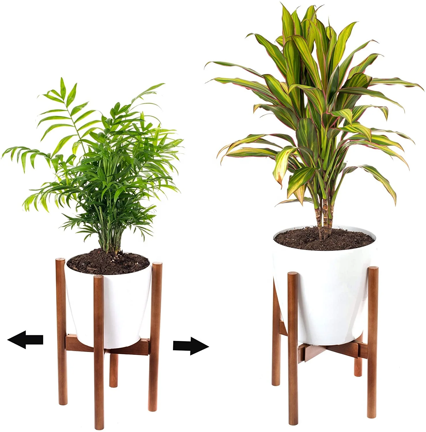 

Mid Century Indoor Plant Stand Wood Flower Stand with Adjustable Width-Fits Pot or Planter Wooden Plant Stand Flower Pot, Natural brown bamboo or as your requirement