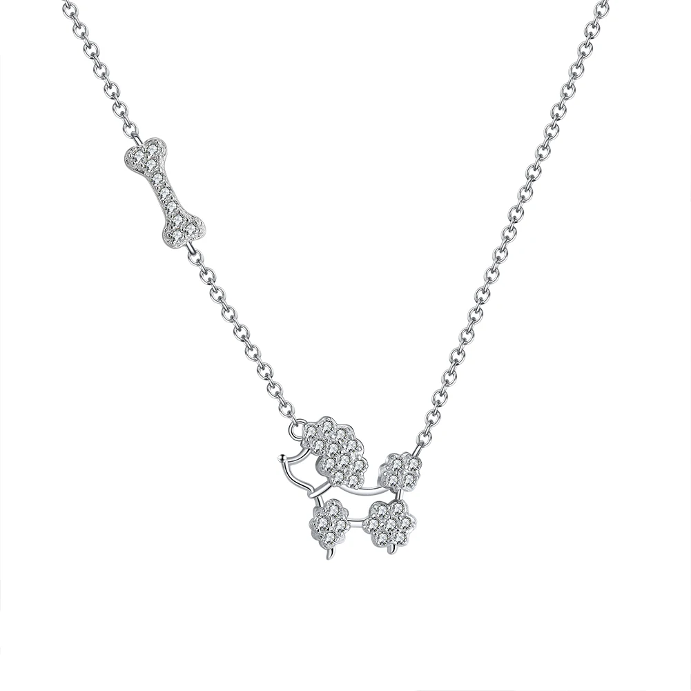 

RINNTIN EQN15 Cute Dog Pet Accessories Women Necklaces 925 Sterling Siver Necklace