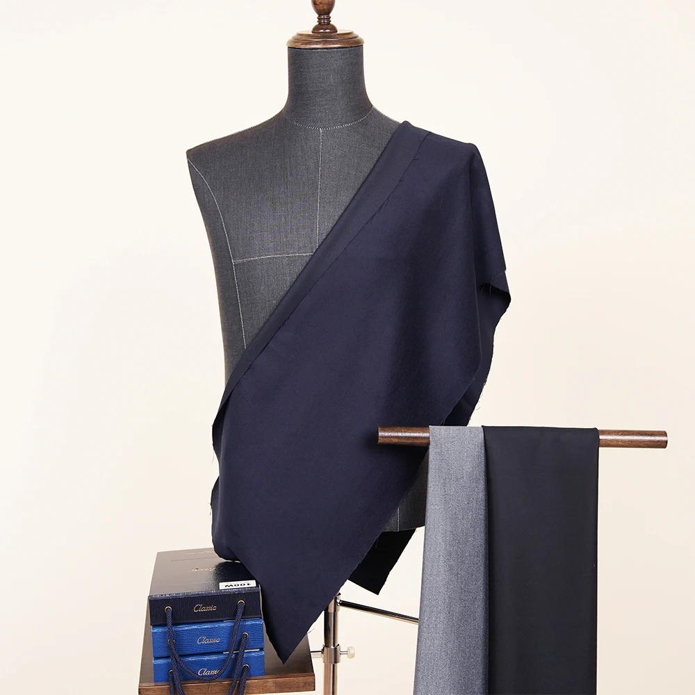 Italian Eco-Friendly Organic Yarn Dyed Suit Garment Fabric 15%W 20%R 62%P 3%SP Worsted Merino Wool Polyester Woven Men's Girls'