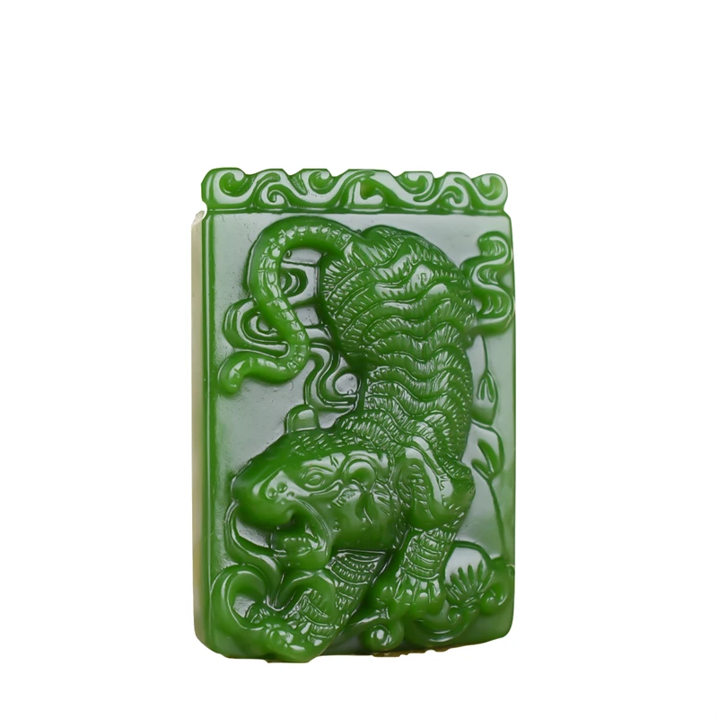 

Green Jade Tiger Pendant Carved Necklace Natural Chinese Jadeite Charm Amulet Jewelry Gifts Fashion
