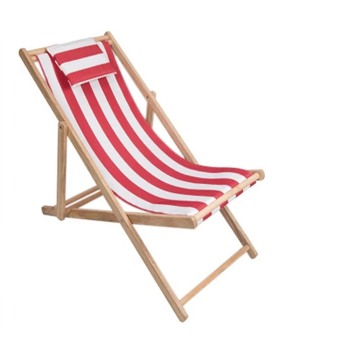 
Factory hot sale wooden canvas folding reclining beach chair Outdoor Camping Leisure Picnic Sling Surfside Recliner 