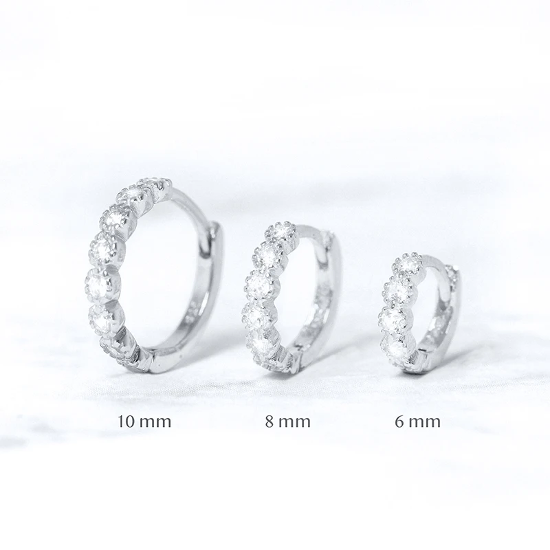 

925 Sterling Silver Circle Zircon CZ Hoop Earrings for Women