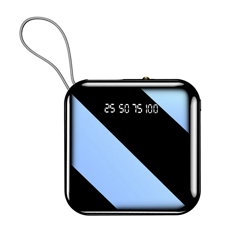 

Factory wholesale gift custom full screen with own cable power bank mini compact 10000mAh large capacity mobile power bank