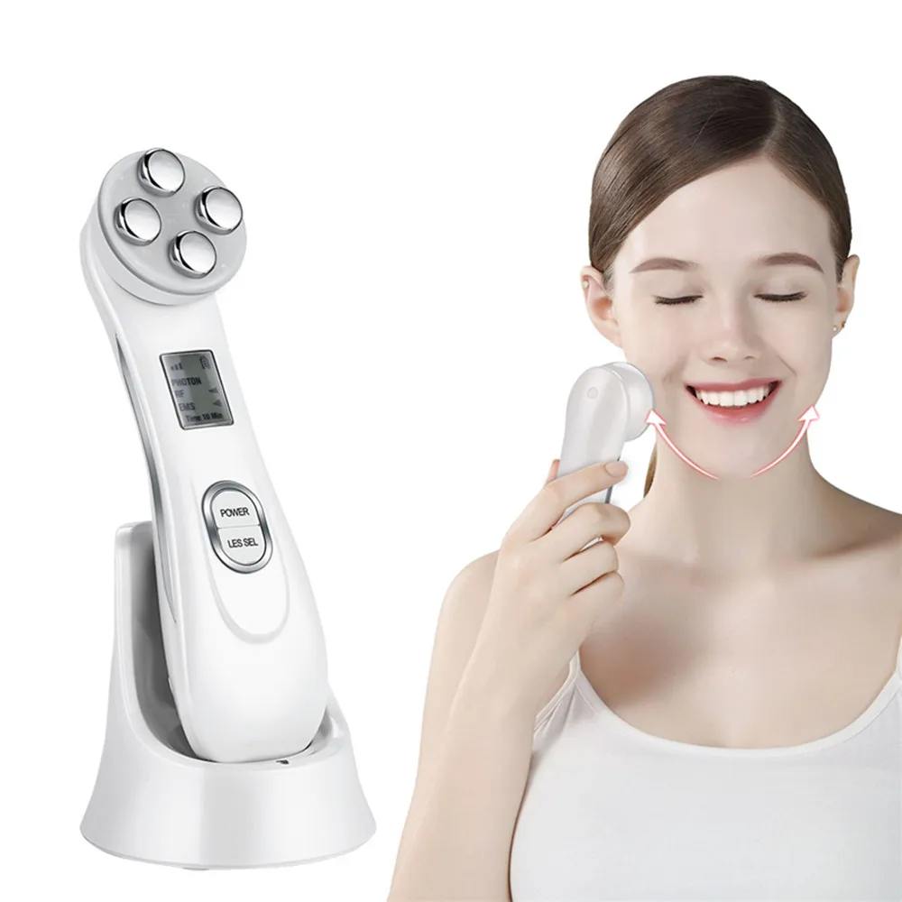 

Professional 5 in 1 LED Skin Tightening Beauty RF EMS Photon Light Therapy Anti Aging Skin Rejuvenation Anti-aging Device, White