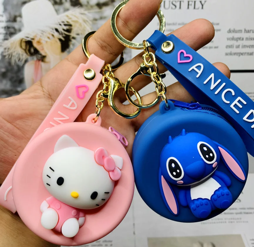 

Anime Pokemon stitch hello kitty Keychain animals car key holder charms Pendants wallet bag Free Shipping, Colorful