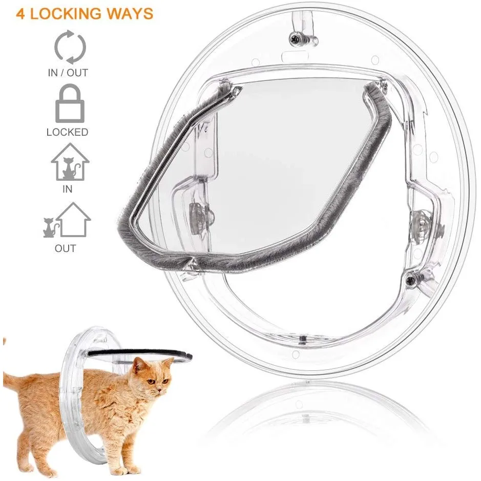 

Pet Dog Cat Transparent Glass-used Round Flap Door