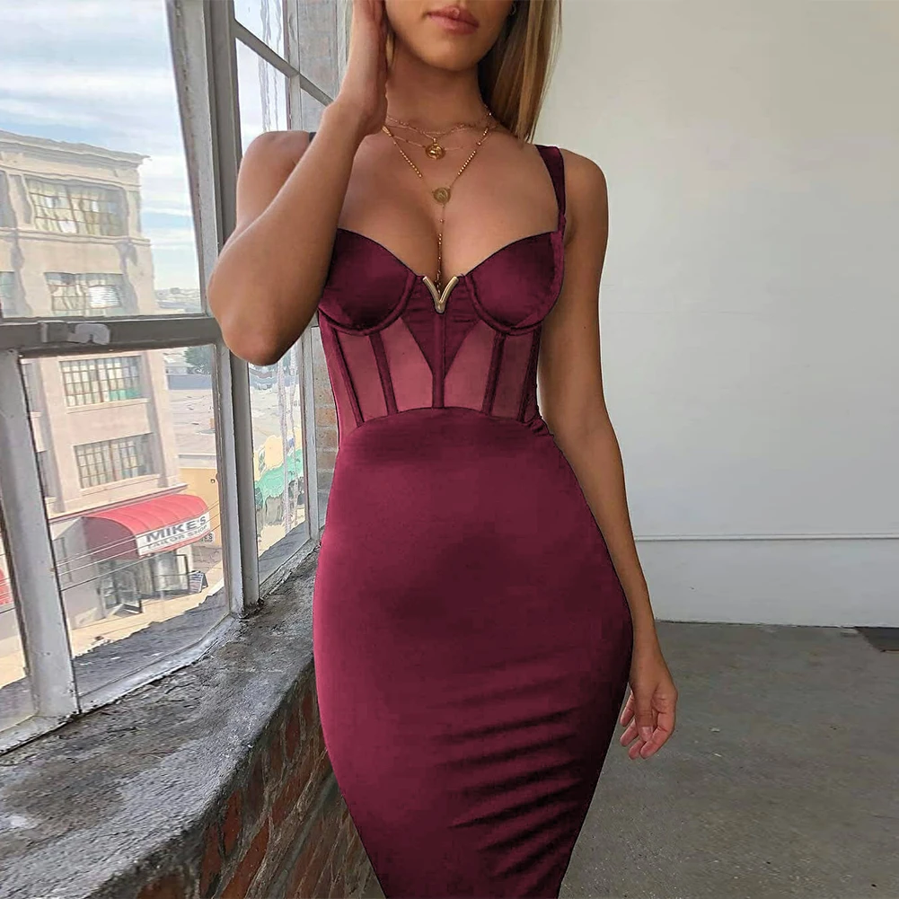 

Summer Sexy Rayon Mesh Insert Celebrity Bandages Dress Party 2021 New Arrivals Women Black Night Club Bodycon Dresses