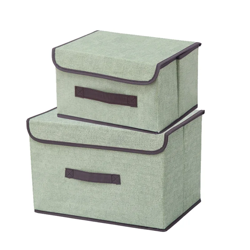 

wholesale in stock home organizer clothes toys sundries storage case dustproof eco foldable non woven storage box with cover, Grey,green,beige,or customized color