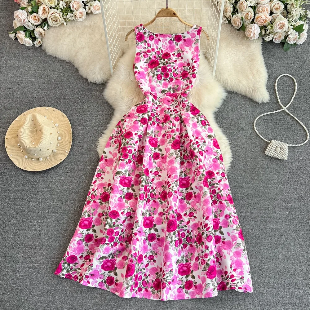 

2024 Stock Women Manufacturers Clothes Wholesale Vintage Elegant Lady Floral American Long Evening Casual Dresses