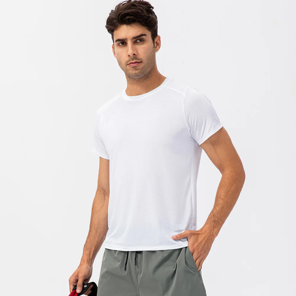 GZYEL-21220 Men's Loose Running Quick Drying Shirt Round Neck Top Sweat-absorbing Breathable Fitness Workout T-shirt