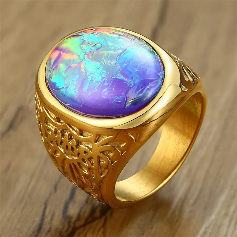 

Luxury gold stainless steel jewelry blue gemstone ring designs for mens ring