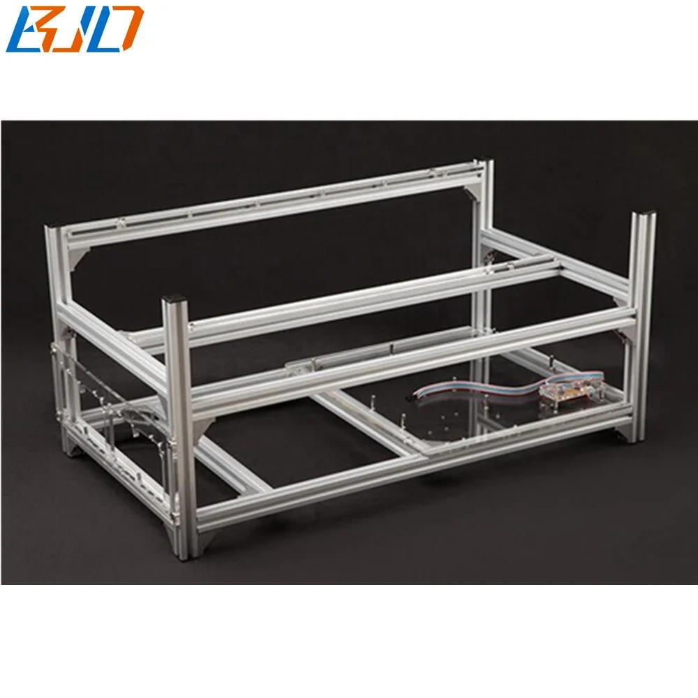 

6GPU Mining Case Rig Aluminum Stackable Frame Open Air Miner Rig Case for Ethereum(ETH)/ETC/ZCash in stock, Silver