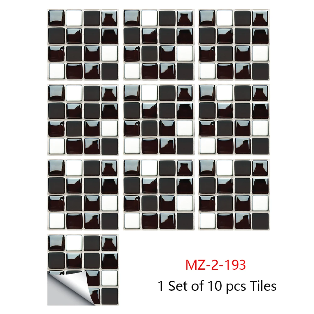 

30cm Black & White Flat Mosaic Crystal Hard Film Tile Sticker Room Decor Wall Stickers Peel & Sick Removable Wallpaper