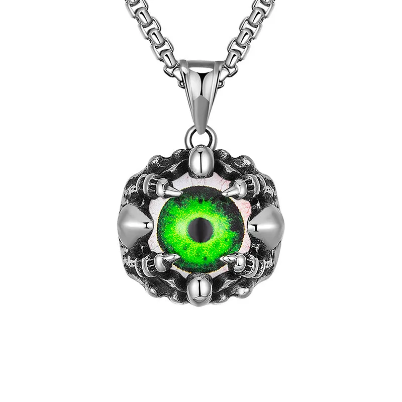 

EVAN Men's Stainless steel Jewelry Hiphop Titanium Steel devil eye pendant Turkey's Eye necklace