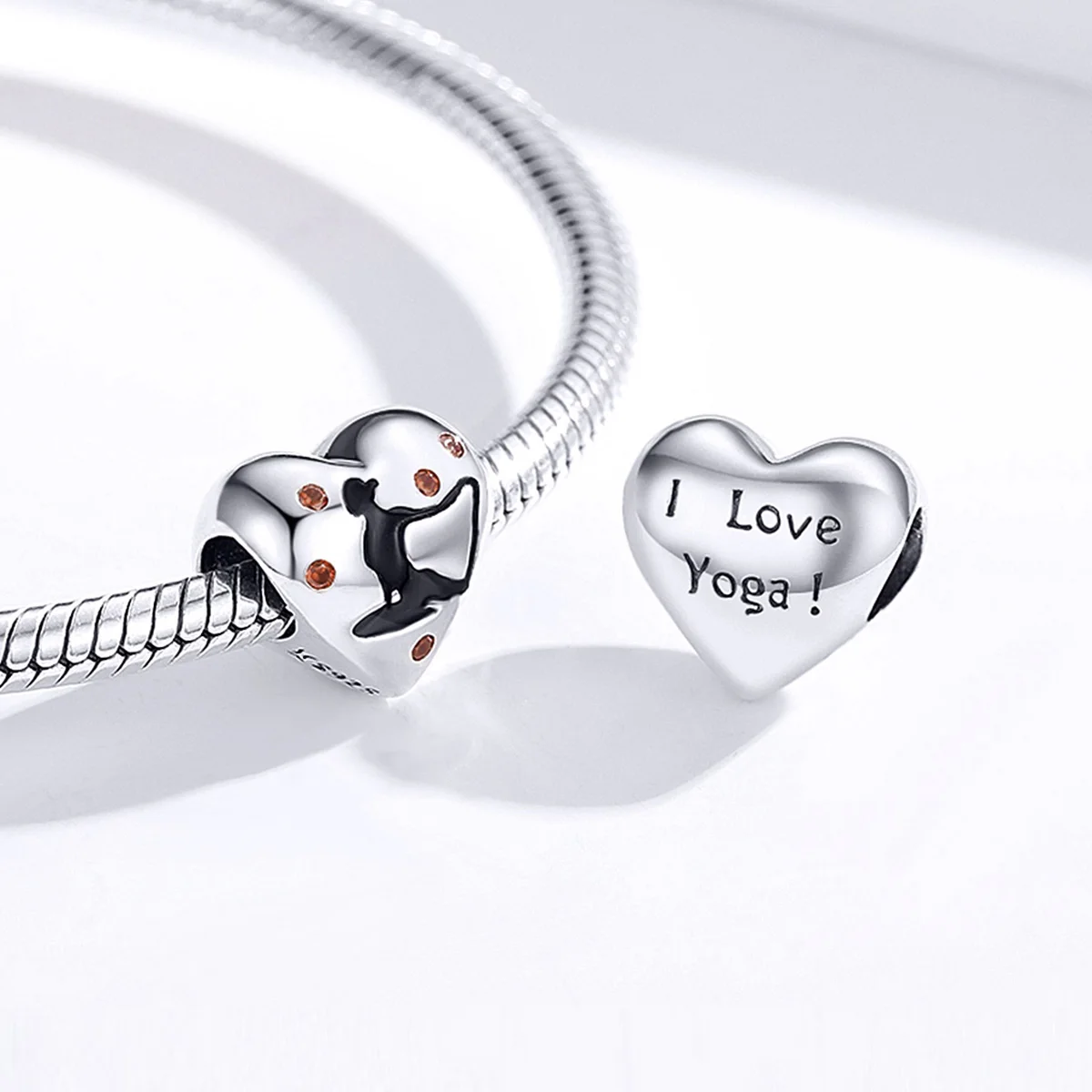 

925 Silver Beautiful Yoga Position Heart Shape Pendants Bracelet Charm For Jewelry Making Diy