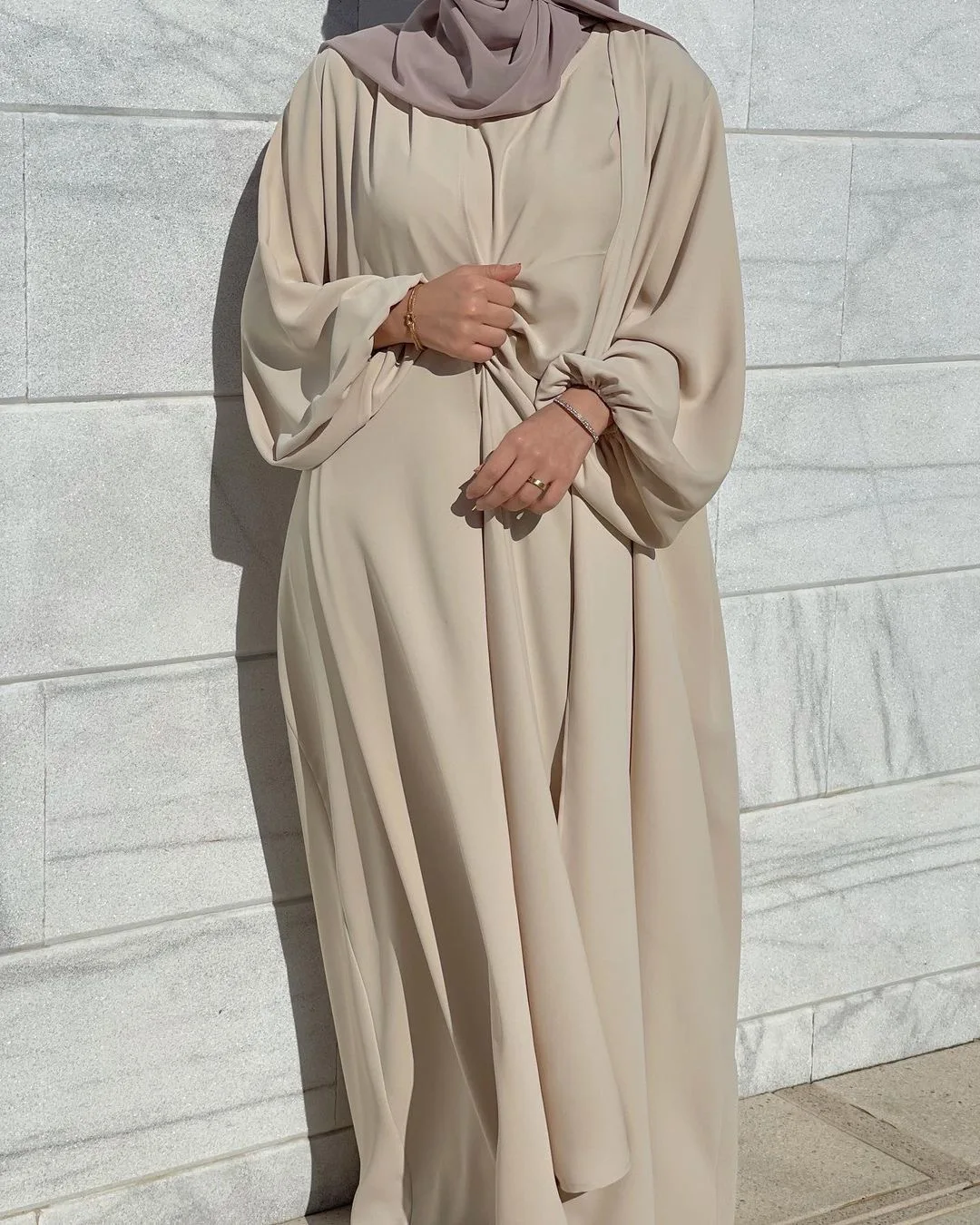 

2 piece set front open abaya suits for women modest clothing Muslim dress, 6 colors
