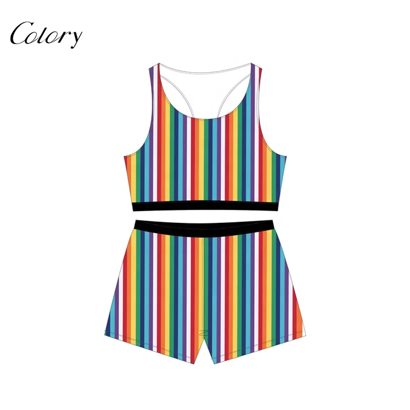 

Colory Womens Rainbow Striped Night Gowns Pajamas for Women Set, Picture shows