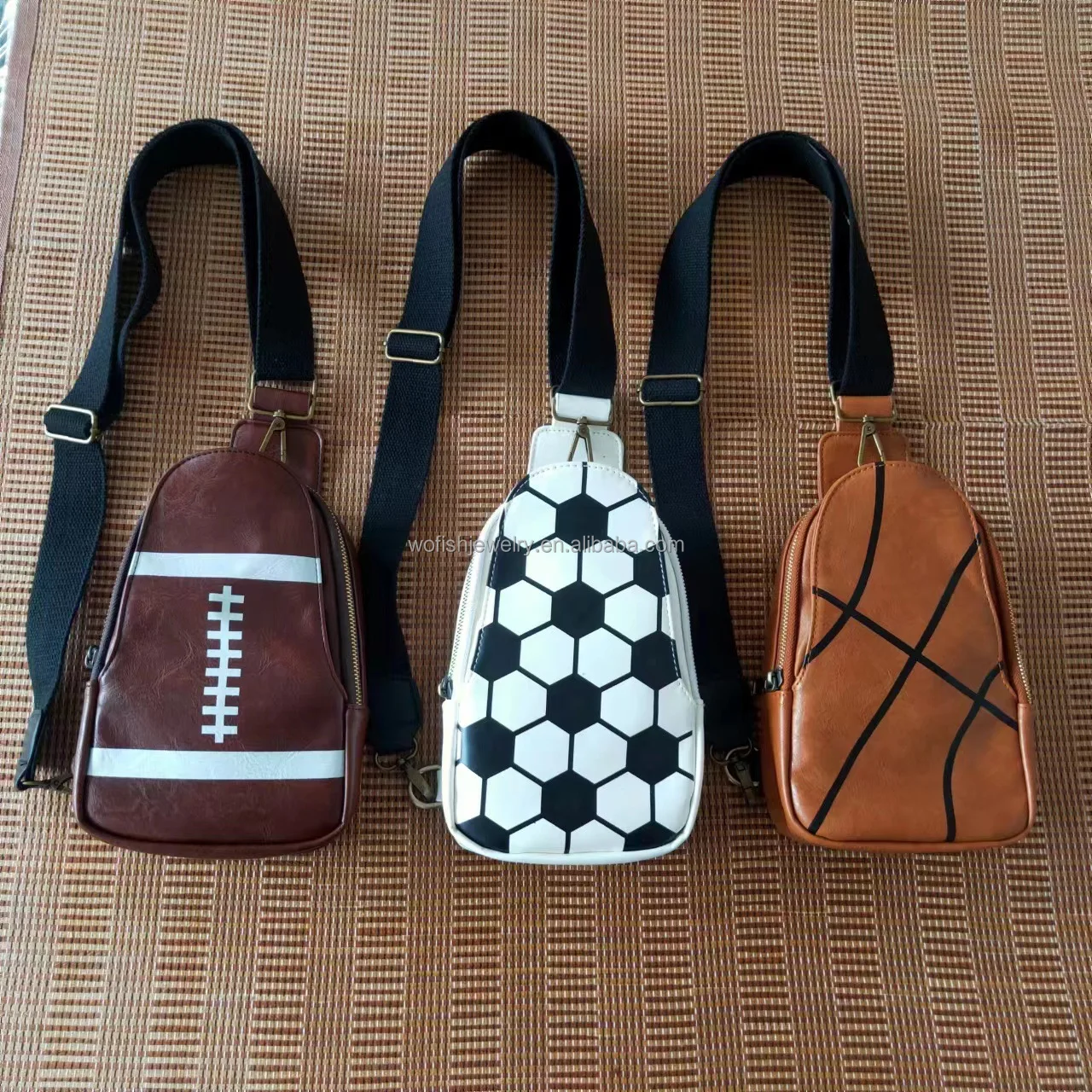 

New Arrivals 2023 Pu Leather Hand Bags Sports Ball Patterns Soccer Baseball Football Basketball Crossbody bag For Women