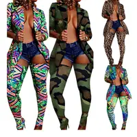 

10694NA New Style Colorful Printed Blazer Long Pantyhose Outfits Two Piece Set Women Clothing For Women Club