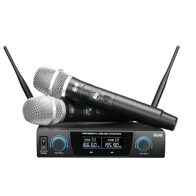 

EALSEM Portable UHF Dual Channel Karaoke Microfono Mic Wireless Microphone System For Live Sound