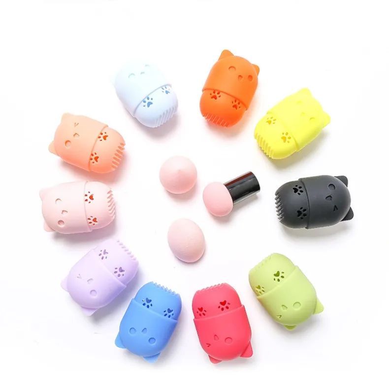 

Youngs Capsule Shape Silicone Powder Puff Storage Box Cat Makeup Powder Puff, Customized color