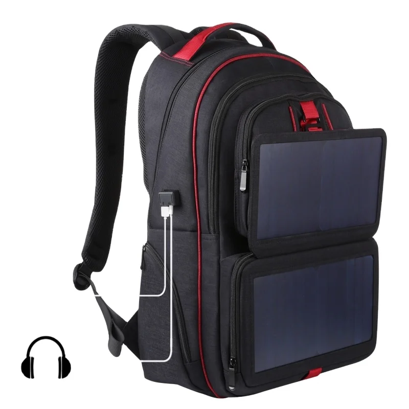 

Best Price HAWEEL 14W Foldable Solar Power Outdoor Portable Canvas Solar Panel Dual Shoulders Laptop Backpack