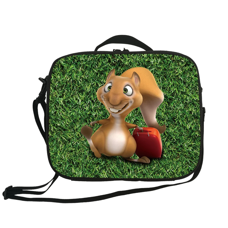 

Unisex fashion bag squirrel print teenage lunch bag shoulder strap adjustable bag lunch box insulated