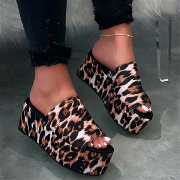 

PDEP roman shoes summer women platform flat with cheap animal print style beach slide slippers 2020 new sandals for women