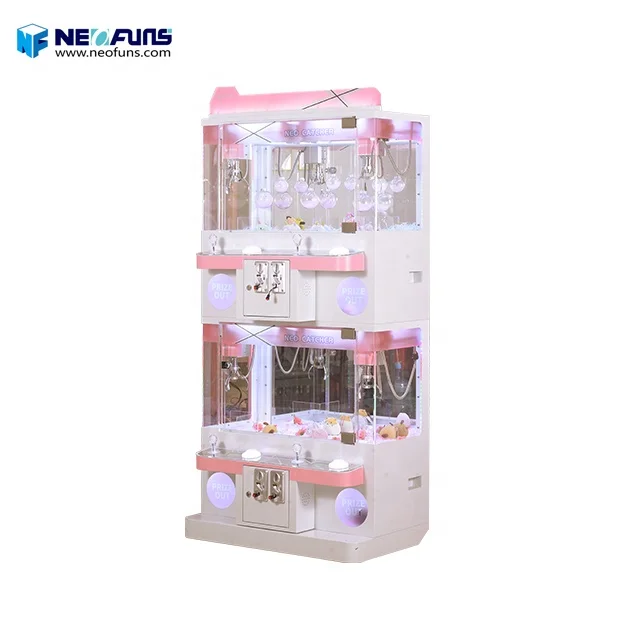 

Neofuns Coin operated 4 players claw crane game machine for sale mini crane machine for children, Pink/blue