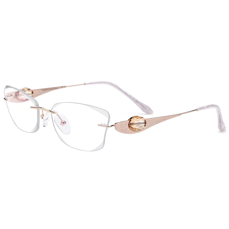 

Brand Designer Women Luxury Wire Titanium Rimless Glasses Frames Optical Frame Diamond Prescription Eyeglasses Spectacle Frames