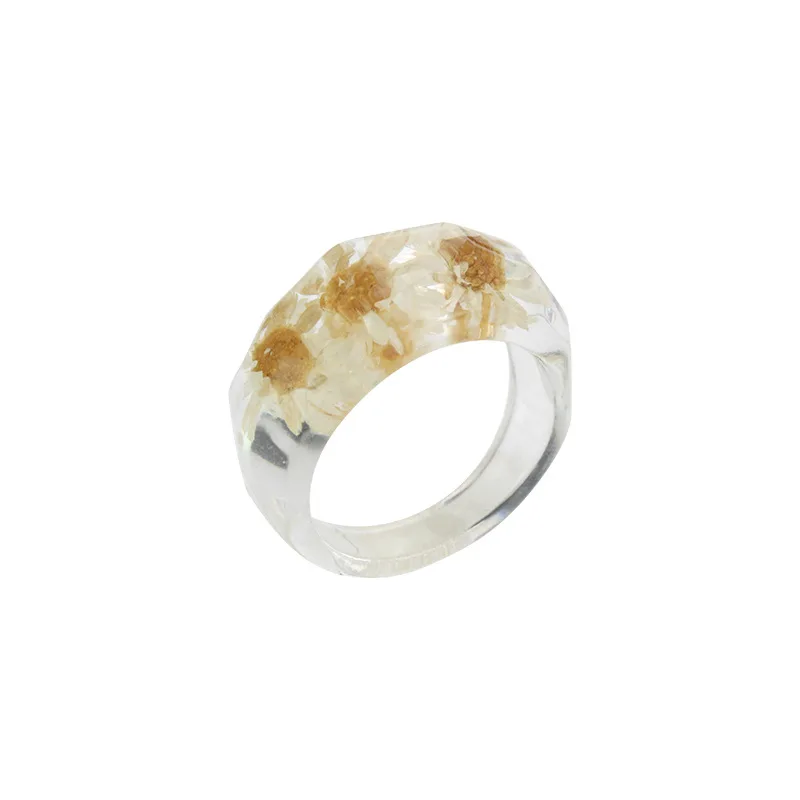 

New Summer Women Chunky Resin Ring Daisy Flower Acrylic Rings, As picture