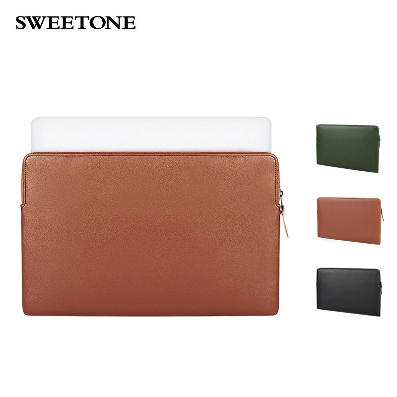 

Protective Pu Leather Laptop Sleeve Laptop Case Bag Carry Case Pouch Bag, Green, brown, black